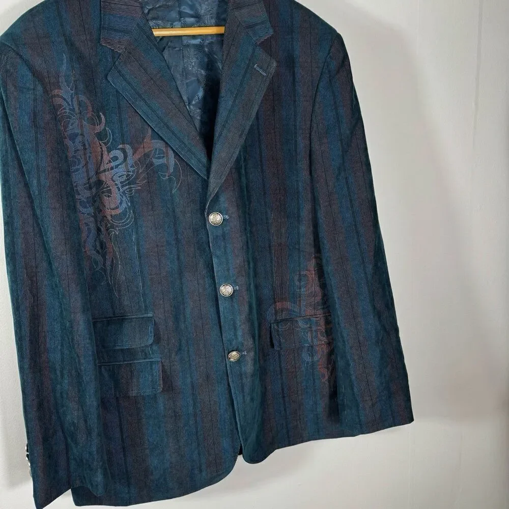 Empra Sz XL / 44 Micro Corduroy Stylish Coat Jacket Blazer Turquoise Teal NICE
